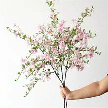 Bộ 3 cành hoa anh đào nhân tạo, mỗi cành dài 93cm, 4 nhánh mỗi thân, cây nhân tạo, cây tổng hợp màu xanh lá cây, làm từ sợi polyester, bền, phong cách tối giản hiện đại, thích hợp trang trí nhà cửa, bình hoa, đám cưới, tiệc tùng, phòng khách, phòng ngủ, trang trí tường DIY, trang trí bàn. - nhiều màu - Xem 7