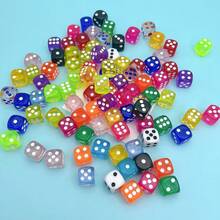 10/50/100pcs, 10mm Standard Size, Semi-Transparent & Durable, Acrylic Plastic Material, Colorful Dice Set, Game Style, Rainbow Mixed Colors, Cubic Shape, Rounded Corners, 6-Sided Game Dice, Tabletop Games & Party Supplies (Random Colors) - Multicolor - View 3