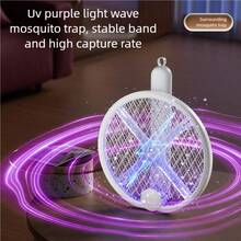 CHIGO Matamoscas eléctrico plegable 3 en 1 mejorado, con luz UV, trampa de insectos, recargable por USB, 300mAh, para dormitorio, camping, viajes - Blanco - Ver 2