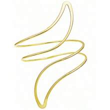 Set de 6 piezas de brazaletes de estilo geométrico minimalista de lujo, adecuados para uso diario, regalo para novia/esposa, con tema de verano - 6 piezas de oro AT016 - Ver 7