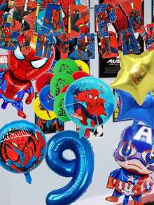 Marvel 蜘蛛侠漫威主题生日派对装饰套装，包含卡通气球和32英寸大数字装饰，适用于庆祝活动和礼品/花束。 - 氣球套裝 - 查看 6