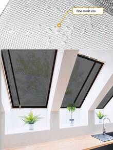 Black Zippered Anti-Mosquito Mesh Screen, Easy Self-Install No Drilling Needed, Invisible Adhesive Mosquito & Insect Proof Window Curtain - Black Side Zipper Version - View 8