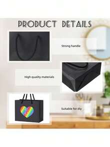 10/20pcs Black Paper Gift Bags - View 4