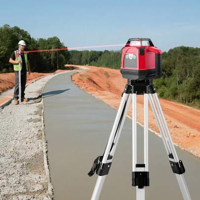Rotary Laser Level Kit, 2650ft 360-Degree Self Leveling Red Horizontal Laser Transit,With Heavy-Duty Tripod, Receiver, Remote Control, Toolcase, IP66 Waterproof, 0.06in/100ft For Construction