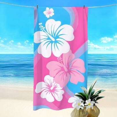 1pc Floral & Geometric Pattern Beach Towel, Super Absorbent Quick Dry Towel For Swimming, Soft & Lightweight Beach Blanket, Ideal For Beach, Swimming, Outdoor, Travel