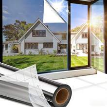 1 Roll One Way Daytime Window Privacy Film See Out Not In, Window Tint For Home, Reflective Mirror Glass Windows Coverings Sun Heat UV Blocking - Silver - View 11