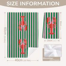 MEMNUN 2条夏季条纹龙虾印花厨房毛巾，15.75*23.62英寸（40*60厘米），超柔软吸水抹布，现代厨房配件，可机洗，适用于餐厅、厨房、节日装饰和礼品，四季皆宜。 - 彩色 - 查看 3