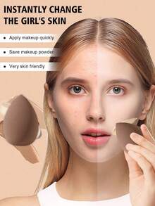 大号棕色水滴形化妆海绵，气垫化妆海绵，干湿两用化妆刷 - 彩色 - 查看 3