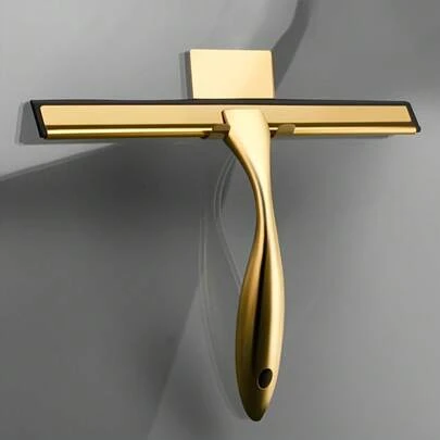 1 pièce Raclette de douche en acier inoxydable de 10 pouces avec crochet de montage pour portes de douche, poignée ergonomique, durable et polyvalente pour portes en verre, miroirs, carrelage - outil de nettoyage tout usage pour la salle de bain, la cuisine, le garage, finition métallique élégante, conception fonctionnelle