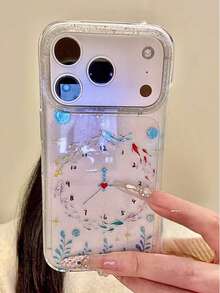 小鱼时钟手机壳，兼容 17 Pro Max、17 Pro、17 Air、17、15、16 Pro Max、14 Pro、13、12、11，软质后盖，适合作为送给女孩的礼物 - 藍色小魚時鐘 - 查看 2