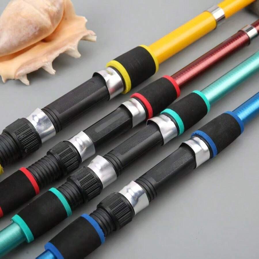 Bộ cần câu ngắn dạng thu gọn, cần câu ném xa siêu cứng kèm máy câu kim loại, bộ dụng cụ câu cá hoàn chỉnh. - Đỏ - Xem 1