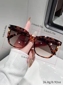1pc Casual Rectangular Frame Fashion Glasses, Women's Fashion Y2K UV Protection, Suitable For Beach, Travel, Party, Gift, Daily Wear - Brown - View 4