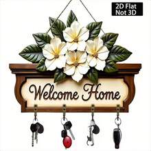 1pc Key Holder With 4 Double Key Hooks, Decorative Country Style Key Rack, Suitable For Entryway, Hallway, Bedroom, Living Room, Wooden Key Organizer - Multicolor - View 17