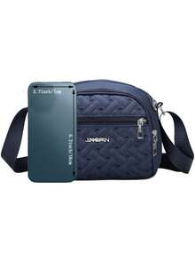 Túi đeo chéo nhiều lớp bằng vải Oxford mới, túi nữ, túi đeo vai thêu họa tiết, túi đựng điện thoại di động, túi vải nhỏ đựng đồ công sở, túi đựng điện thoại. - Nhiều màu - Xem 5