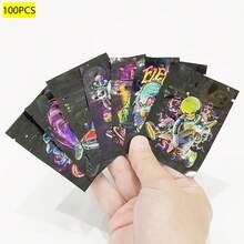 100个2.36*3.15英寸可重复密封铝箔拉链袋，酸味糖果软糖零食包装袋，激光全息3D卡通图案密封袋，带透明窗口，可食用防异味拉链袋 - 彩色 - 查看 10