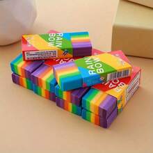 10pcs/Set Rainbow 2B Pencil Erasers, Cute, Fun, Suitable For Gifts, Prizes, Christmas, Halloween Gifts - Multicolor - View 3
