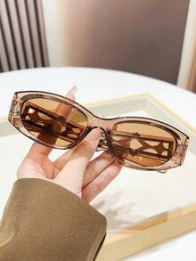 1副Y2K时尚眼镜，欧美个性化镂空设计复古猫眼 - 彩色 - 查看 13