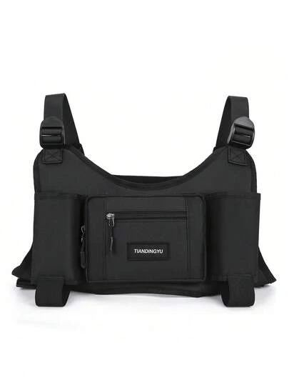Bolsa tipo chaleco táctico, bolsa funcional tipo chaleco, bolsa casual personalizada para hombre, bolsa de pecho para deportes al aire libre de gran capacidad, mochila de trabajo con múltiples bolsillos, bolsa de viaje de nailon
