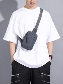 男士时尚斜挎包，户外运动单肩包，休闲简约迷你胸包 - 多色 - 查看 2