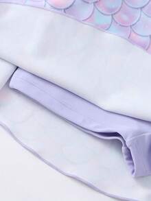 Annil [Skirt-Style One-Piece Swimsuit] Girls' Summer Mermaid Beach High-Elasticity Water-Repellent Professional Training Swimsuit Set - Purple Flower - View 5