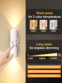 1/2 đèn ngủ LED sạc lại được, đèn treo tường 2 đầu, 3 màu điều chỉnh được, thích hợp cho hành lang, phòng ngủ, cầu thang, văn phòng (400mAh) (Màu nút ngẫu nhiên) - Nhiều màu - Xem 6