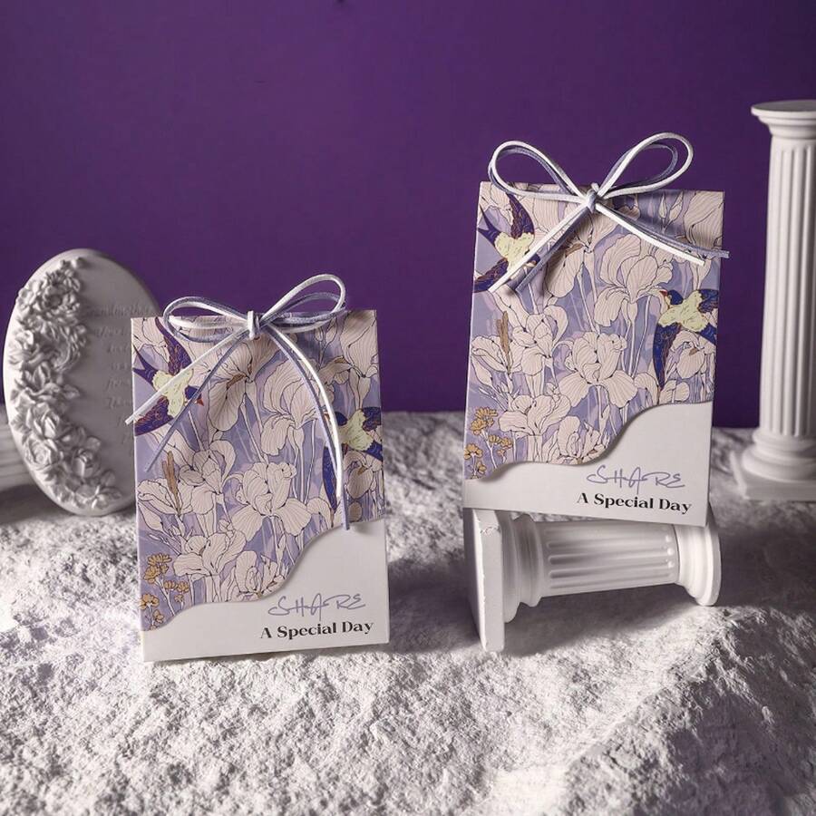 10个/包 婚礼派对礼品糖果盒，高端新款纸盒，纪念礼品盒，适用于各种节日和周年纪念日，手提纸盒 - 查看 1