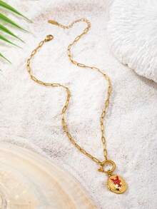 1 Mặt dây chuyền hình bầu dục chủ đề đại dương, mạ vàng 18K và tráng men - Dây chuyền thép không gỉ với mặt dây chuyền hình oval dành cho nữ - Món quà trang sức hoàn hảo dành cho phái đẹp. - Nhiều màu - Xem 16