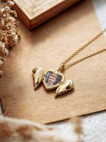 1pc Customized Angel Wings Photo Pendant Necklace, Elegant European And American High-End Gift Suitable For Women, Daily Wear And Holidays - Style 1 - View 7