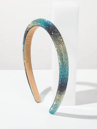 1pc Fashionable Luxury Fully Rhinestoned Colorful Chocolate Chip Hair Hoop Accessory Hairband