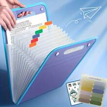 1pc A4 File Folder, Vertical A4 File Storage Folder With Handle, Portable 13-Pocket Large Capacity Expandable A4 File Folder, Suitable For A4/Letter Size Paper, Suitable For Students, Business And Travel, Back To School Season - A4 - View 3