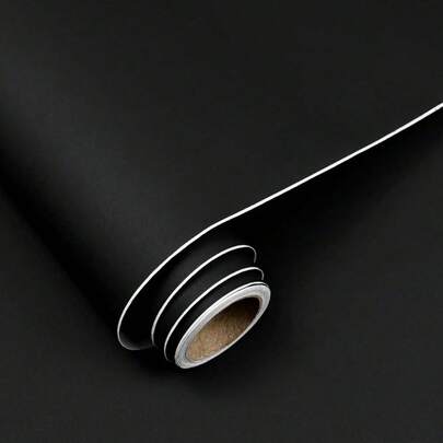 1 Cuộn Giấy Dán Tường Màu Đen, Dễ Bóc, Giấy Dán Tường Màu Trơn, Chống Dầu, Chống Nước, Có Thể Tháo Rời, Giấy Dán Tự Dính Hiện Đại, Thích Hợp Cho Trang Trí Phòng Ngủ, Kệ Treo Tường, Mặt Bàn, Tủ, Tủ Quần Áo Tự Dính, Giấy Dán Trang Trí Nội Thất Kích Thước 15.74*196.8 Inch