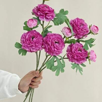1支44厘米仿真丝花 - 双头牡丹，仿真花束，适用于家居、餐厅、客厅、户外花园装饰，也可用于婚礼、家庭花园和派对装饰，仿真花，婚礼用花，新娘捧花，婚礼用品，婚礼装饰，装饰花，春季装饰