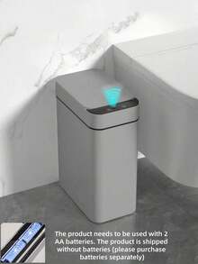 1pc Sensor Bathroom Trash Can With Lid, 2.7 Gallon Non-Contact Garbage Can, Waterproof Slim Trash Can, Smart Plastic Ultra-Thin Trash Can Small White And Gray Trash Can Suitable For Kitchen, Bathroom, Office, RV, Bedroom, Living Room - Multicolor - View 15