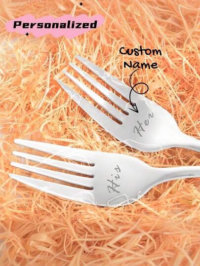 Tenedores para niños personalizados y grabados, vajilla de acero inoxidable personalizada adecuada para niños y niñas