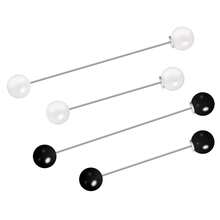 4pcs Sweater Shawl Brooch Faux Pearl Safety Pin, Women Shirt Waist Dress Cardigan Collar Pants Set - Black and White - View 11