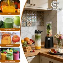 SUPERLEX Portable Blender & Handheld Juicer With One-Touch Quick Juicing - Mini Smoothie Maker Suitable For Smoothies,2 Interchangeable Cups,Easy Carry. Milkshakes,Ice Blends, Fresh Fruit Drinks,For Home, Office,Travel, Outdoor Use, Plastic Container.6-Blade - UK Plug(220-240V) - View 12