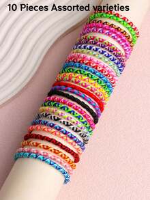 Bộ 10/20 chiếc vòng tay bện thủ công có thể điều chỉnh, phụ kiện tình bạn, quà tặng tiệc tùng cho trẻ em và người lớn. - Nhiều màu - Xem 8