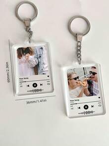 Personalized Photo Keychain, Photo & Text Keychain, Customized Acrylic Keychain, Personalized Photo Keychain, Engraved Keychain, Suitable For Couples, Friends, Partners & Wedding Anniversary, Couple Photo Keychain, Keyring, Valentine's Day Gift, Birthday Gift, Anniversary Couple Gift - Multicolor - View 4