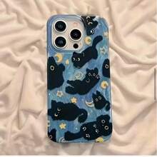 1个幻影猫图案手机壳，兼容 17 Pro Max、16、15、14、13、12、11，可爱又实用 - 彩色 - 查看 1