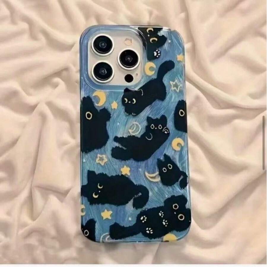 1个幻影猫图案手机壳，兼容 17 Pro Max、16、15、14、13、12、11，可爱又实用 - 彩色 - 查看 1
