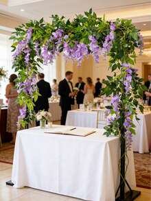 1个仿真花环，总长28.8英尺（约8.7米），仿真紫藤丝绸吊花，适用于家居花园、户外仪式、婚礼拱门、花卉装饰等场合。 - 紫色 - 查看 7