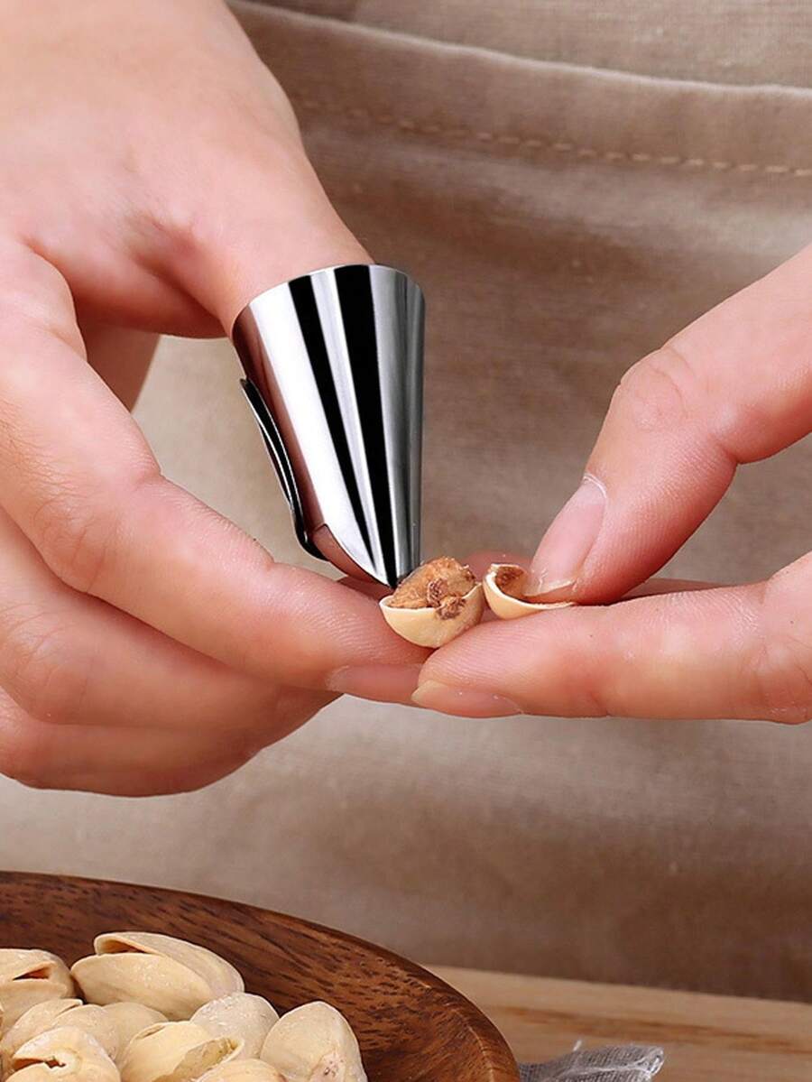 2pcs Multi-Function Thumb Vegetable Peeler, Garlic Peeler, Nail Protector - Silver - View 1