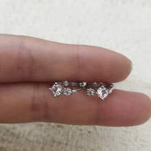 1对精致铜锆石耳环，奢华小众高端耳环 - 彩色 - 查看 6