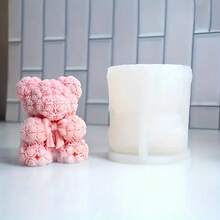 1pc Bow & Teddy Bear Shaped Fragrance Stone Silicone Mold, Handmade DIY Diffuser Stone Decor Mold, Multiple Patterns, Non-Stick & Easy Demold - White - View 3