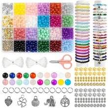 24 色玻璃珠套装，8 毫米手链制作套装，适合成年女性手工制作 DIY 珠宝制作 - 彩色 - 查看 8