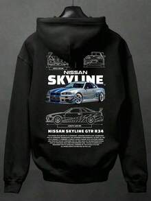 Skyline GT-R Sweatshirt - Printed Sweatshirt, Excellent Quality, Modern, Minimalist. - Black - View 2
