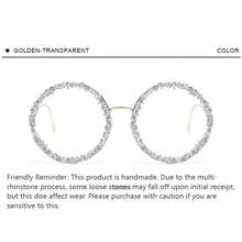 1 Piece Women's New Full Frame Round Luxury Glasses Exquisite Metal Frame Large-Studded Unique Men's MUNC - 金白色 - 查看 6