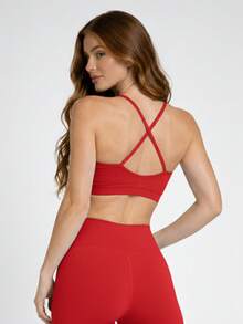 Women's Top Fitness Without Padding, Straps, Backless, Sports Workout/Gym, Premium Polyamide Fabric, Zero Comfort, No Transparency - Đỏ - Xem 2