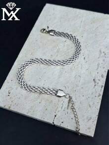 SYMFNY 1件简约奢华925纯银素面光滑可调节脚链，实用优雅珠宝礼品 - 銀色 - 查看 2