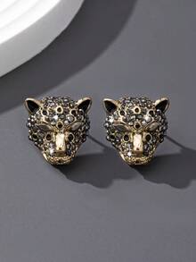 1 par de pendientes con diseño exagerado de leopardo para mujeres - Multicolor - Ver 1